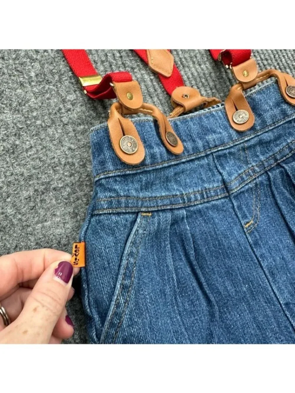 VTG Levis Denim Suspender Skirt 100% Cotton Overall USA Made Girls sz 24 Months